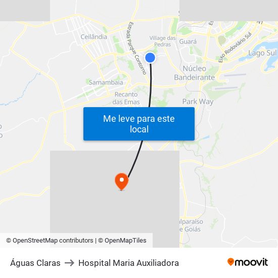 Águas Claras to Hospital Maria Auxiliadora map