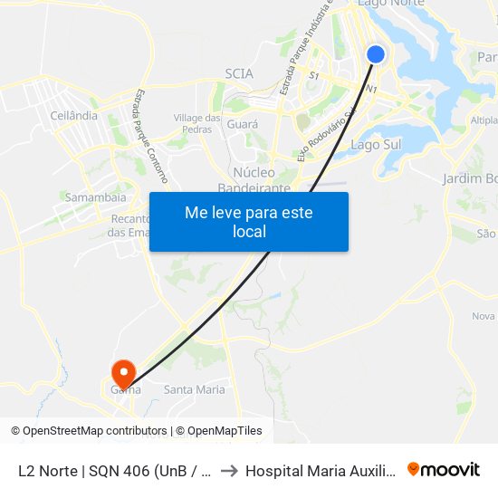 L2 Norte | Sqn 406 (Unb / Odonto Hub) to Hospital Maria Auxiliadora map