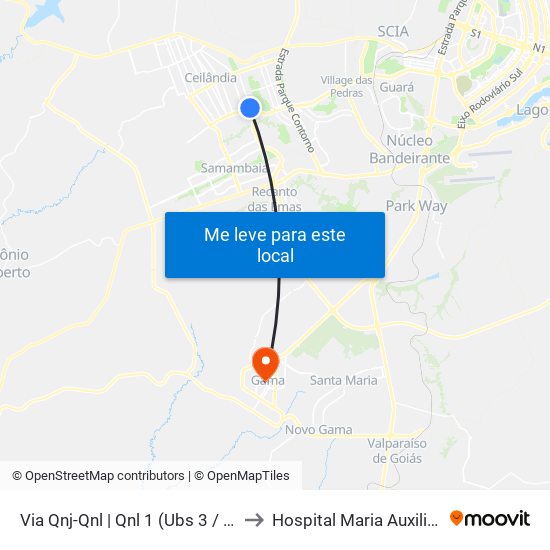 Via Qnj-Qnl | Qnl 1 (Ubs 3 / Ced 6) to Hospital Maria Auxiliadora map