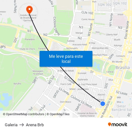Galeria to Arena Brb map