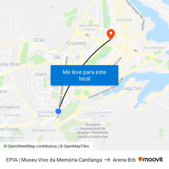 Epia Sul | Museu Vivo Da Memória Candanga to Arena Brb map
