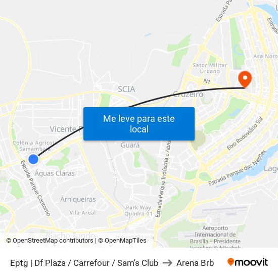 Eptg | Df Plaza / Carrefour / Sam's Club to Arena Brb map