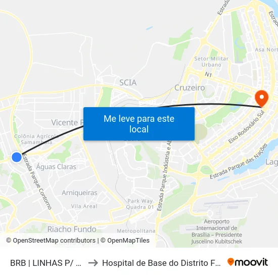 BRB | LINHAS P/ BRASÍLIA to Hospital de Base do Distrito Federal (HBDF) map