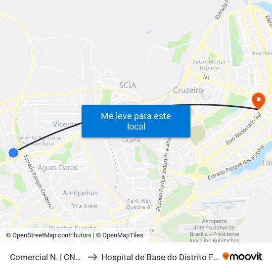 Comercial Norte | Cnb 3 (Inss) to Hospital de Base do Distrito Federal (HBDF) map