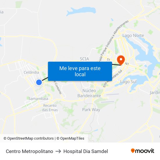 Centro Metropolitano to Hospital Dia Samdel map