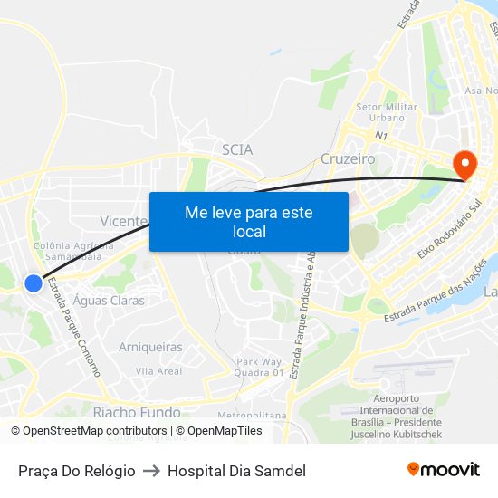 Praça Do Relógio to Hospital Dia Samdel map