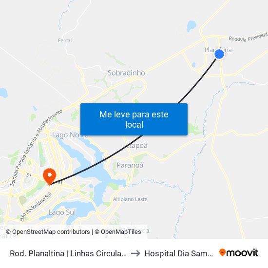 Rod. Planaltina | Linhas Circulares to Hospital Dia Samdel map