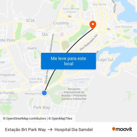 Estação Brt Park Way to Hospital Dia Samdel map