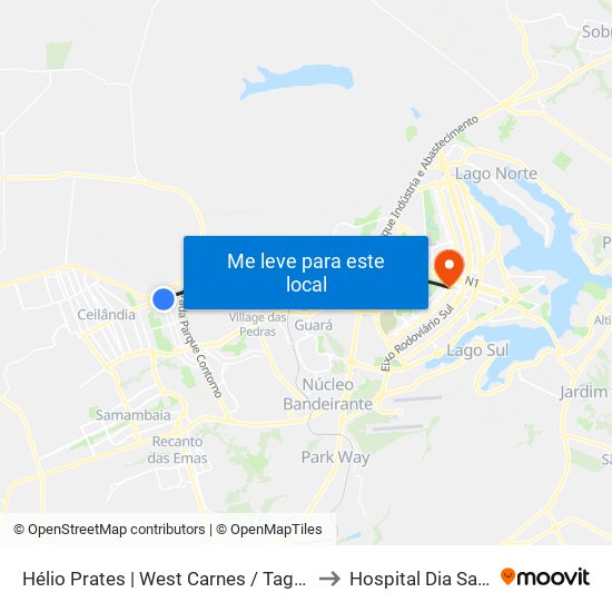 Hélio Prates | West Carnes / Taguacenter to Hospital Dia Samdel map