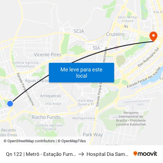 Qn 122 | Metrô - Estação Furnas to Hospital Dia Samdel map