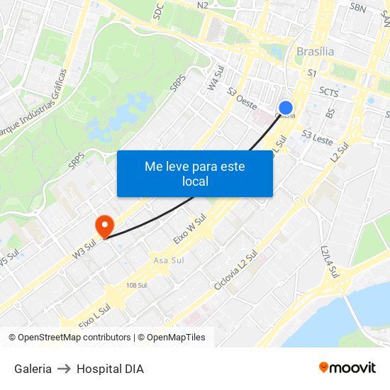 Galeria to Hospital DIA map