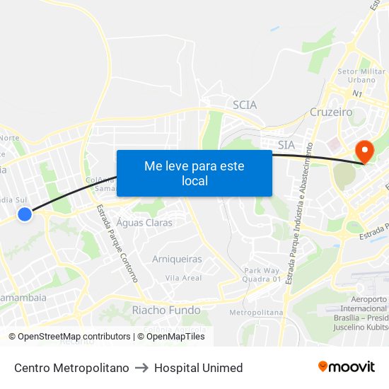 Centro Metropolitano to Hospital Unimed map