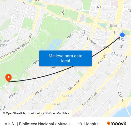 Via S1 | Biblioteca Nacional / Museu Nacional / Sesi Lab to Hospital Unimed map