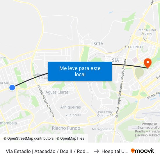 Via Estádio | Atacadão / Dca II / Rodoviária / Estádio to Hospital Unimed map