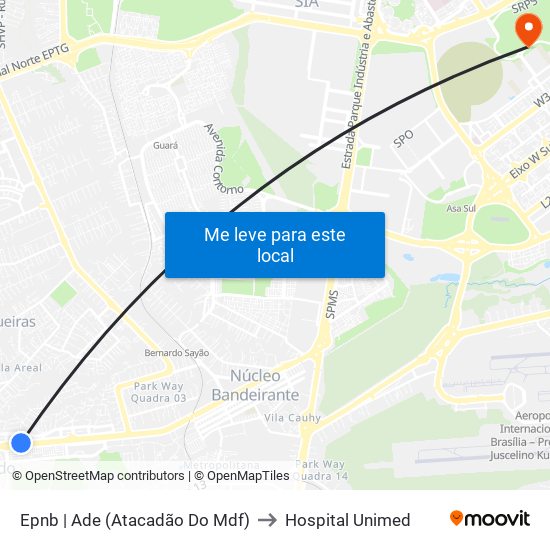 Epnb | Ade (Atacadão Do Mdf) to Hospital Unimed map