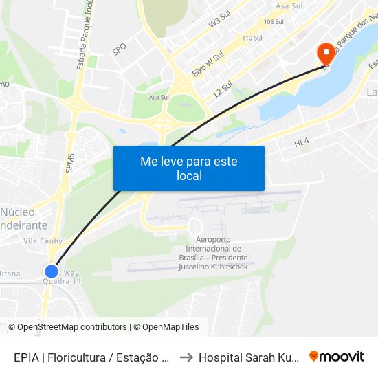 EPIA | Floricultura / Estação BRT Park Way to Hospital Sarah Kubitscheck map