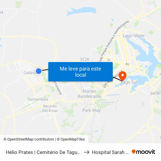 Hélio Prates | Cemitério De Taguatinga / Fort Atacadista to Hospital Sarah Kubitscheck map