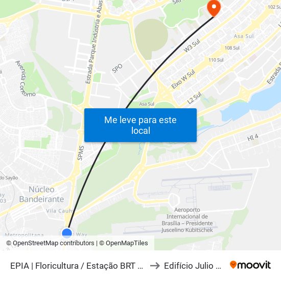 EPIA | Floricultura / Estação BRT Park Way to Edifício Julio Adnet map