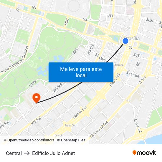 Central to Edifício Julio Adnet map