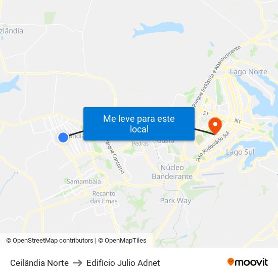 Ceilândia Norte to Edifício Julio Adnet map