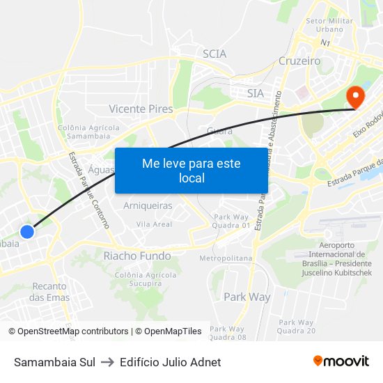 Samambaia Sul to Edifício Julio Adnet map