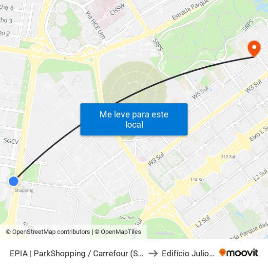 Epia Sul | Parkshopping (Linhas Do Entorno) to Edifício Julio Adnet map