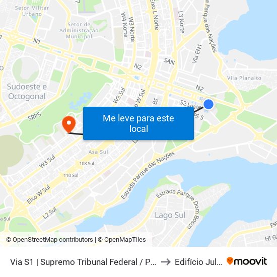 Via S1 | Supremo Tribunal Federal / Praça dos Três Poderes to Edifício Julio Adnet map