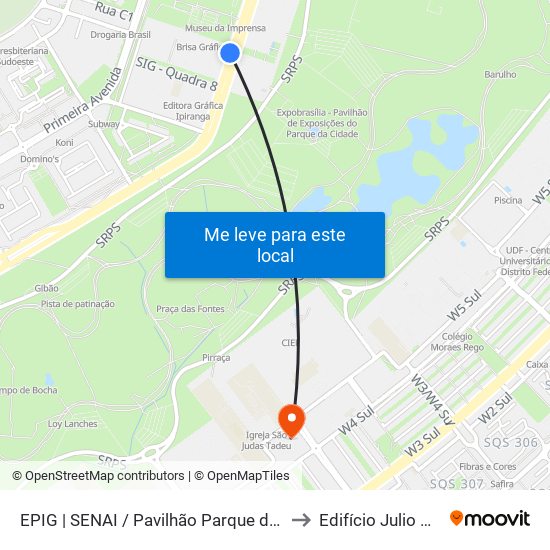 Epig | Senai / Pavilhão Parque Da Cidade to Edifício Julio Adnet map