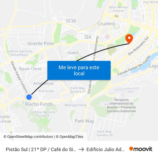 Pistão Sul | Qs 9 (21ª Dp / Café Do Sítio) to Edifício Julio Adnet map