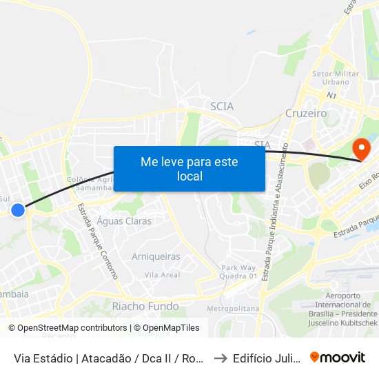 Via Estádio | Atacadão / Dca II / Rodoviária / Estádio to Edifício Julio Adnet map