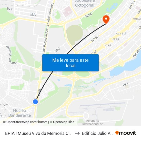 Epia Sul | Museu Vivo Da Memória Candanga to Edifício Julio Adnet map