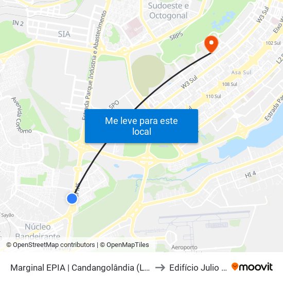 Marginal EPIA Sul | Candangolândia «Oposto» to Edifício Julio Adnet map