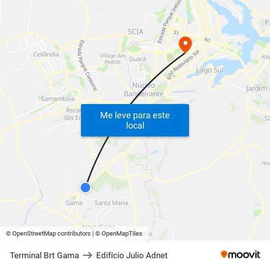 Terminal Brt Gama to Edifício Julio Adnet map