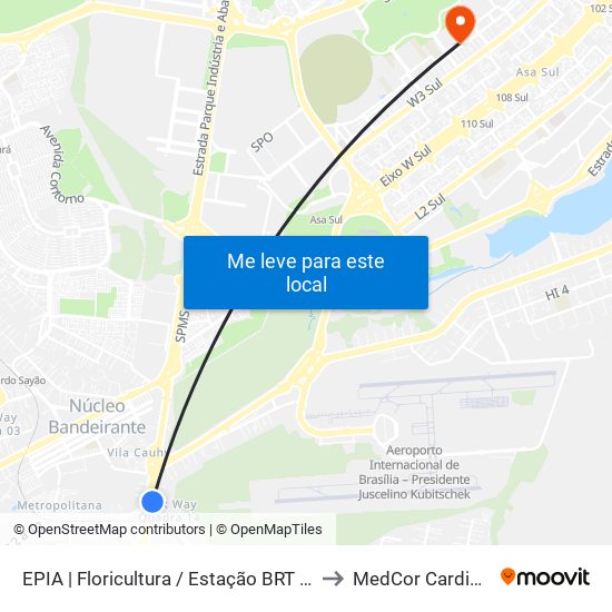 EPIA | Floricultura / Estação BRT Park Way to MedCor Cardiologia map