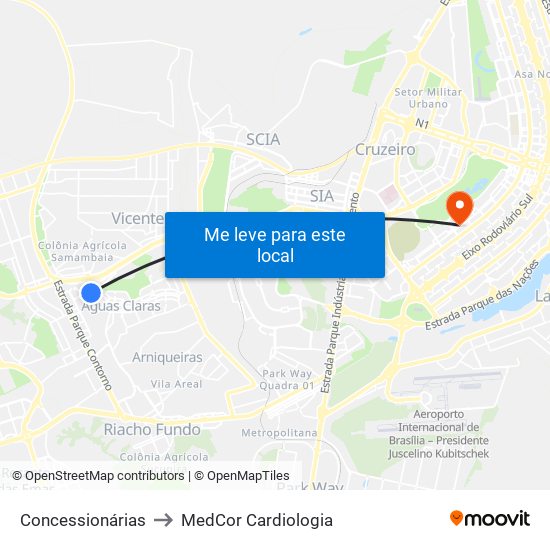 Concessionárias to MedCor Cardiologia map