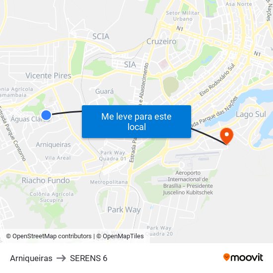 Arniqueiras to SERENS 6 map