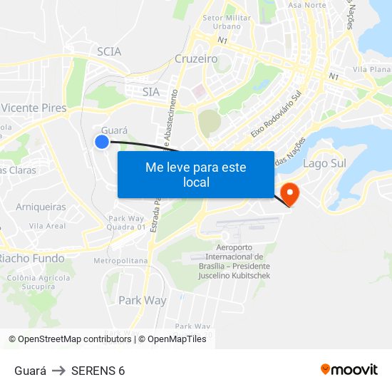 Guará to SERENS 6 map