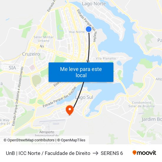 Unb | Icc Norte / Faculdade De Direito to SERENS 6 map