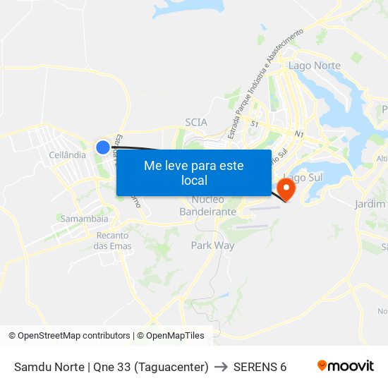 Samdu Norte | Qne 33 (Taguacenter) to SERENS 6 map