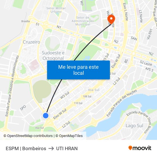 ESPM | Bombeiros to UTI HRAN map