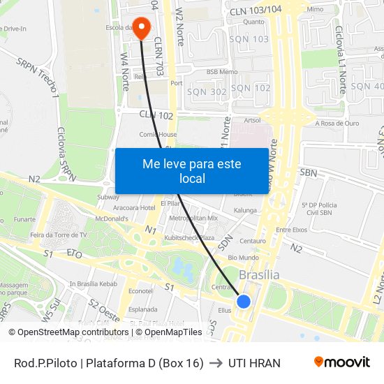 Rod.P.Piloto | Plataforma D (Box 16) to UTI HRAN map