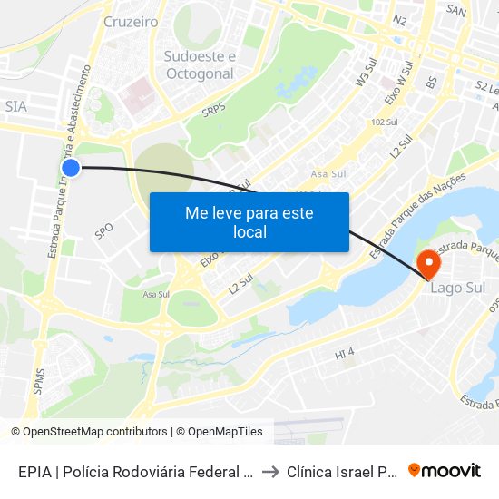 Epia Sul | Sede Prf / Novacap to Clínica Israel Pinheiro map