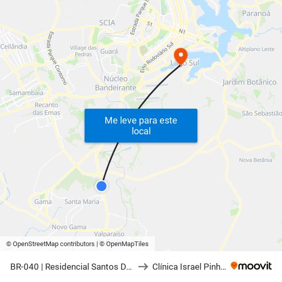Br-040 | Residencial Santos Dumont to Clínica Israel Pinheiro map