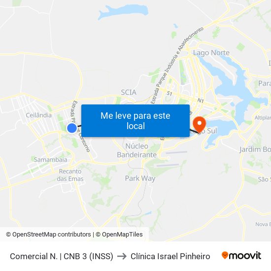 Comercial Norte | Cnb 3 (Inss) to Clínica Israel Pinheiro map