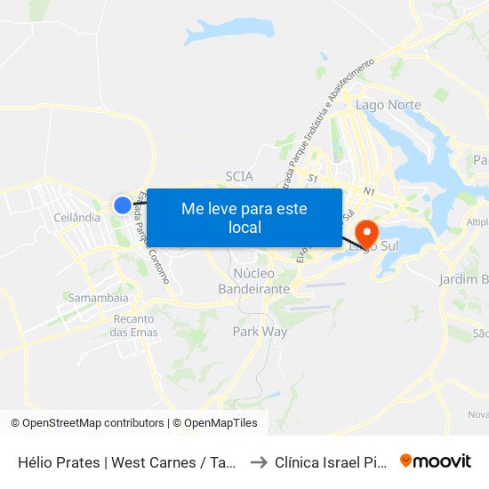 Hélio Prates | West Carnes / Taguacenter to Clínica Israel Pinheiro map