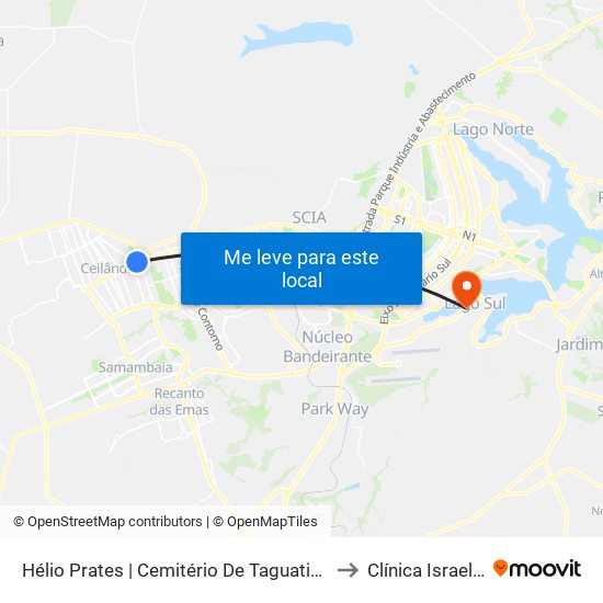 Hélio Prates | Cemitério De Taguatinga / Fort Atacadista to Clínica Israel Pinheiro map
