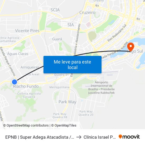 Epnb | Super Adega Atacadista / Gran Motel to Clínica Israel Pinheiro map