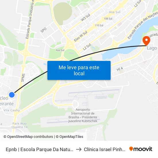 Epnb | Escola Parque Da Natureza to Clínica Israel Pinheiro map