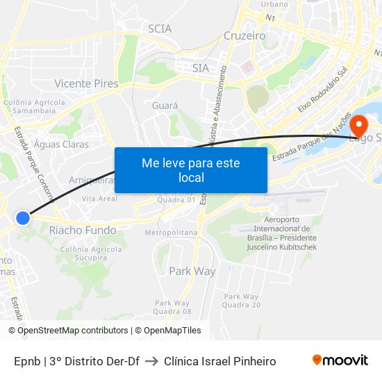 Epnb | 3º Distrito Der-Df to Clínica Israel Pinheiro map