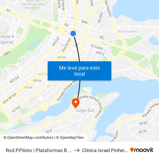 Rod.P.Piloto | Plataformas B / F to Clínica Israel Pinheiro map